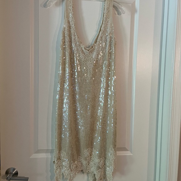 Authentic Sequin Flapper SILK Dress - Picture 1 of 8